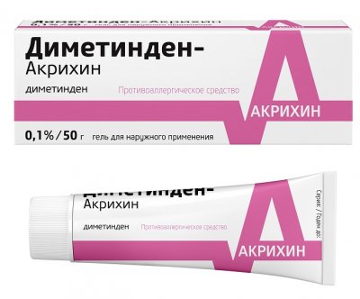 Купить диметинден-акрихин, гель для наружного применения 0,1%, 50г от аллергии в Заволжье