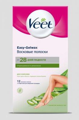Купить veet easy-gelwax (вит) восковые полоски для сухой кожи с алоэ вера, 12 шт в Заволжье