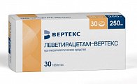 Купить леветирацетам-вертекс, таблетки покрытые пленочной оболочкой 250 мг, 30 шт в Заволжье