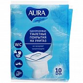 Купить aura (аура) покрытие на сиденье унитаза одноразовое бумажное 10шт в Заволжье