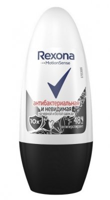 Купить rexona (рексона) антиперспирант-шарик антибактериальная+невидимая на черном и белом, 50мл в Заволжье